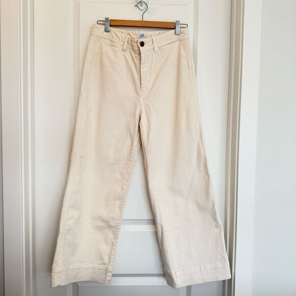 GAP | Cream High Rise Wide Leg Crop Jeans - Picture 1 of 12